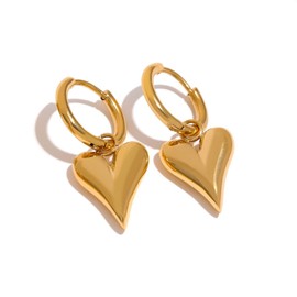 Charm Heart Huggie Hoop Earrings for Women,Lightweight 14K Gold Plated Love Heart Drop Dangle Earrings Minimalist Jewelry (Gold heart hoop earrings)