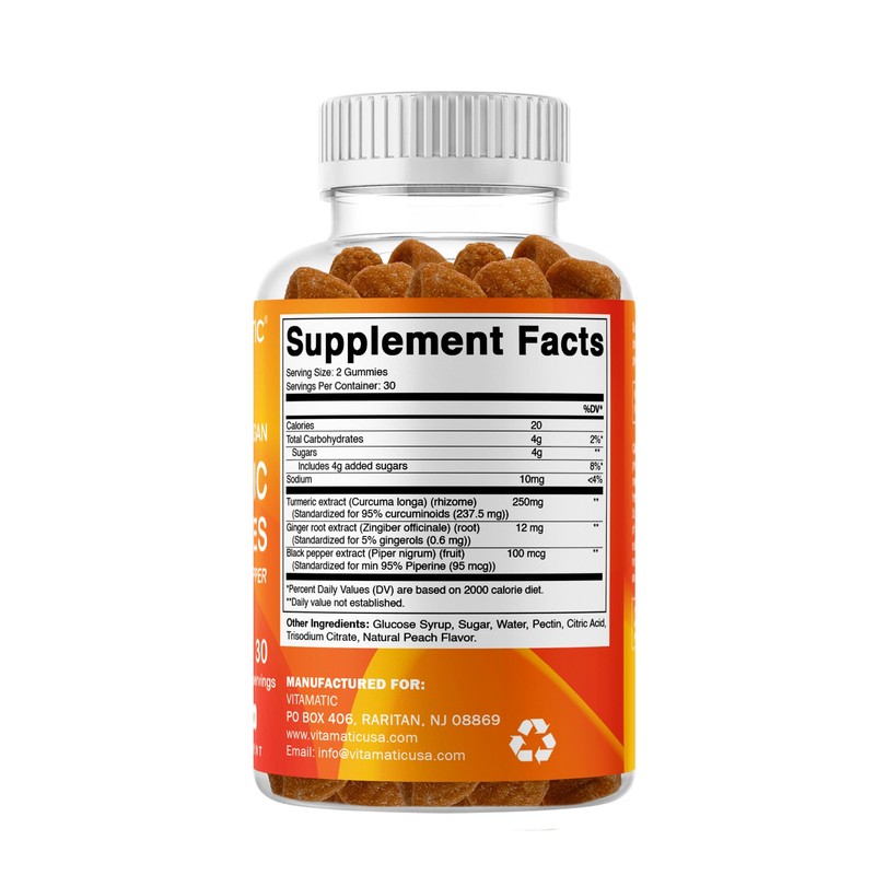 Vitamatic Turmeric Gummy with Ginger & Black Pepper Extract –
