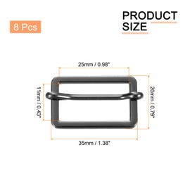 sourcing map Slide Buckle, 8Pcs 2" - Zinc Alloy Triglides Slider, Movable Rectangle Belt Keeper, for Bag Purse Making Replacement Strap Adjuster (Black)