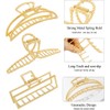 3 Pack Metal Gold Hair Claws for Women, Moon Cross