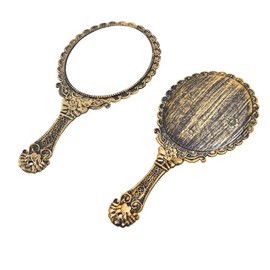 Weahre Hand Mirror Makeup Mirrors Handheld Decorative Personal Vintage Cosmetic Travel Mirrors (Copper)