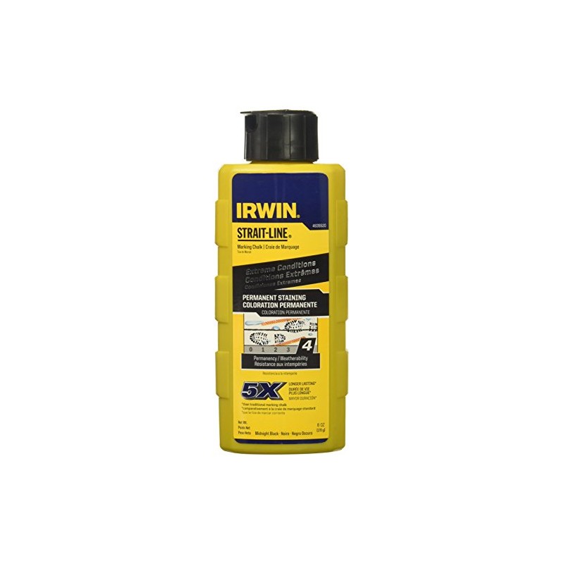 IRWIN Tools STRAIT-LINE Permanent Staining Marking Chalk, Midnight Black, 6