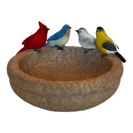 Gift Essentials Backyard Birds 2-in-1 Bird Feeder and Bird Bath, Resin Bird Bath for The Garden