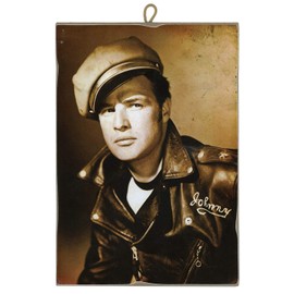 KUSTOM ART Picture Vintage Style Johnny Strabler (Marlon Brando) in the Film The Wild Collectible Print on Wood - Gift Idea