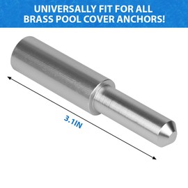 iCover 5PK Brass Extended Anchors with Head Screw Bolts Kit Go with 1 PK Tamping Tool for Pool Safety Cover Installation, Suitable for Concrete and Pavers Deck