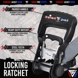 Y Strap for Spare Tire - Heavy Duty Spare Tire Strap 3 Point Ratchet for UTV, Offroad Accessories or Roof Rack | 1.6" Wide 3 Way Strap Can Secure Up to 40" Tire by Straight Jacket Crew (Grey)