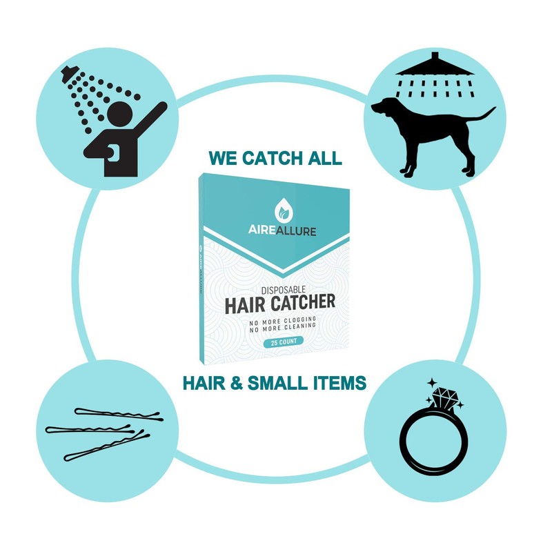 Aire Allure, 50 Pack, Disposable Shower Drain Hair Catcher Mesh