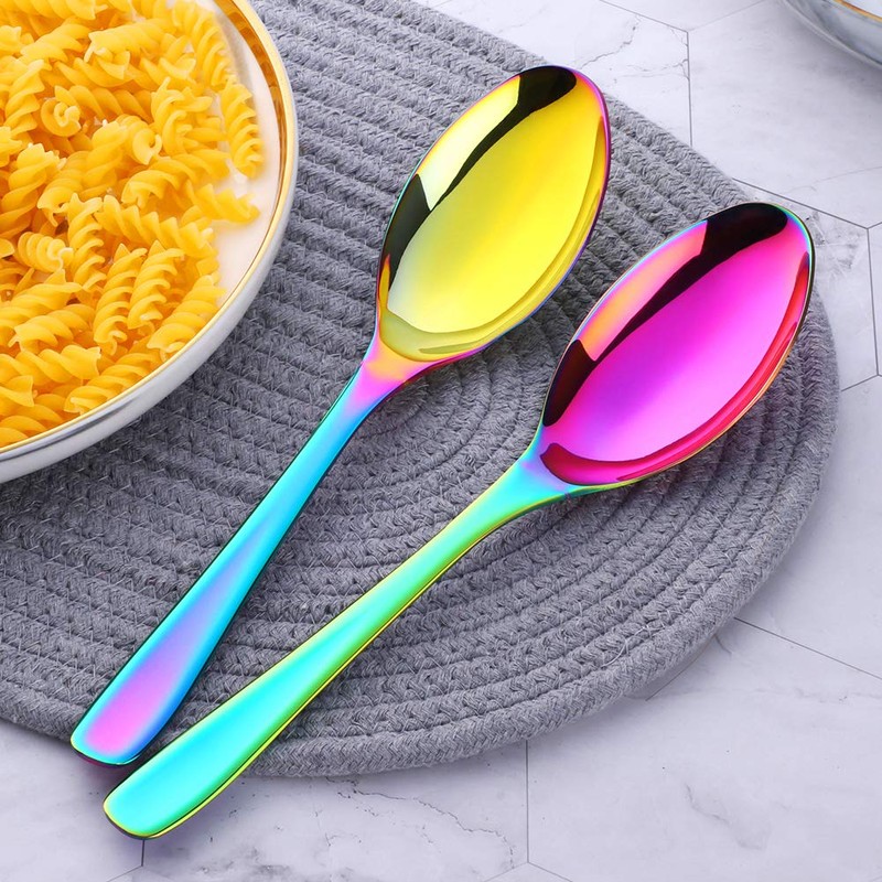 Bisda 2-Piece Stainless Steel 18 10 Serving Spoon (Rainbow)