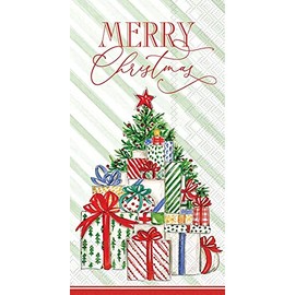 Boston International Rosanne Beck 3-Ply Paper Napkins, 16-Count Guest Size, Christmas Presents Tree