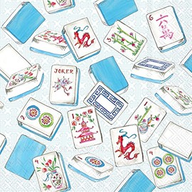 IHR Ideal Home Range Cocktail Napkins Rosanne Beck Disposable 3-Ply Paper Party Napkin Pack, 5" x 5", Mahjong, 20-Count