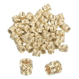 sourcing map 46 Pcs Threaded Inserts, M2.5 Brass Heat Set Insert for 3D Printing and Plastic Material Female Knurled Insert Nuts for Laptops Electronic Products, M2.5x3.5x3.5mm