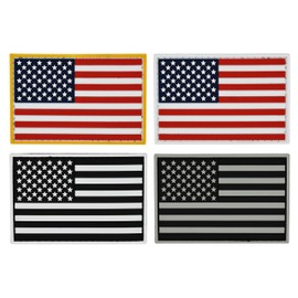 (4-Pack) USA American Flag Patch Set, 2x3 inch, Flexible PVC Rubber, Hook & Loop Fastener/Backing, Military Tactical Accessory for Clothing, Jackets, Hats, Uniform, Backpacks