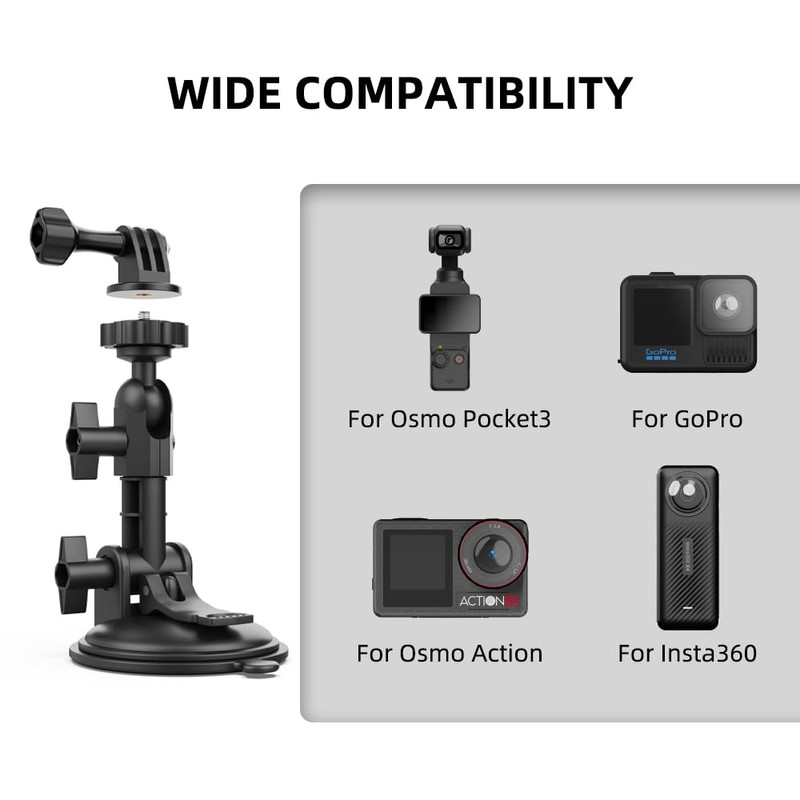 SUREWO Pocket 3 Suction Cup Mount, Car Mount Windshield Window