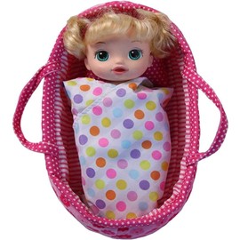 Pink Daisy Doll Carrier Bassinet Bed Carrier & Pillow, 18" | Baby Doll Bassinets, Play Baby Doll Carrier, Doll Baby Carriers, Baby Doll Carrier Bed, Dolls Bassinets, Bassinet for Dolls, Dolls Carrier