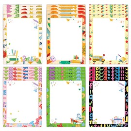 Back to School Stationery Paper 60pcs Colorful School Stuff Letterhead Paper 8.5 x 11 Inch First Day of School Writing Scrapbook Paper for Students Teacher Printing Notes