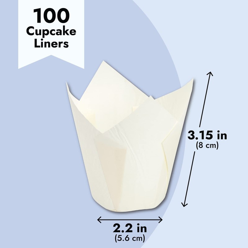 Juvale Cupcake Liners Tulip 100-Piece - Bulk Decorative Paper Cupcake