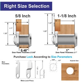 Jayseon 6 Pack Cabinet Locks with Keys, 1-1/8" Cam Lock Keyed Alike, Mailbox Locks Replacement for RV Storage Doors and Drawers Lock, Zinc Alloy