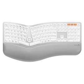 ProtoArc Backlit Bluetooth Ergonomic Keyboard, EK01 Plus Full Size Wireless Split Keyboard with Dual Bluetooth and USB, Cushioned Wrist Rest, Rechargeable, Compatible with Windows/Mac/Android:_White