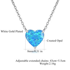 CiNily White Gold Opal Necklace Small Oval Opal Jewelry for Women Girls Gemstone Necklaces, White gold plated base, Created Opal
