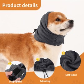 UUREED Dog Ear Muffs Noise Protection,Dog Hematoma Ear Wrap, Upgraded Velcro Dog Headband for Anxiety Relief, Warm Dog Ear Cover Winter Hat, Dog Ear Covers for Bath, Thunderstorms