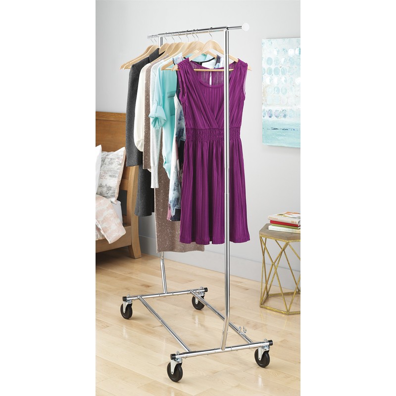 Whitmor Garment Rack - Foldable for Easy Storage - Chrome