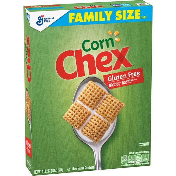 Corn Chex Breakfast Cereal, Gluten Free, Family Size, 18 oz
