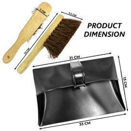 Large Metal Dustpan and Hard Brush Heavy Duty Wide Industrial Design Large Black Hooded Metal Dustpan and Hard Brush Set Suitable for Warm Waste for Indoor Outdoor