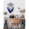 JZK Evil Eye black dream catcher, blue feather dream catcher