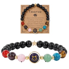 AVIZCVE Zodiac Bracelets for Women 12 Constellations Healing Crystal Stone Beads Bracelet Birthday Zodiac Gifts Horoscope Spiritual Bracelet (Taurus)