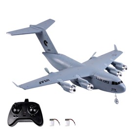 Dodoore RC Plane Remote Control Airplane, 2 Channels RC Airplane, C-17 Military Transport Aircraft, 2.4GHz EPP Foam Fixed-Wing RC Glider with Gyro and 2 Batteries, Easy to Fly for Kids and Adults
