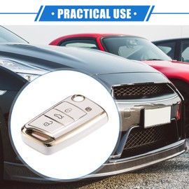 X AUTOHAUX Remote Key Fob Case for Volkswagen Golf 7 Polo, White 3 Buttons