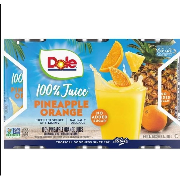 Dale All Natural 100% Pineapple Orange Juice, 6 fl oz,