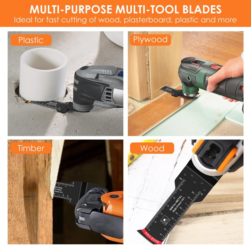 10Pcs Oscillating Saw Blades Set Quick Release Extra-Long Reach Bi-Metal