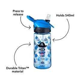 Nuby Kids Water Bottle, Bpa Free, Shark Design, Shatter-Proof Tritan Cup