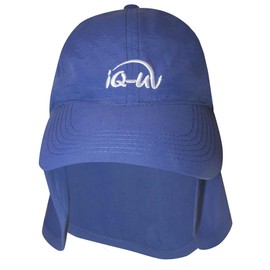 iQ-UV Cap with Neck Protection for Men 55-61 cm - UPF 50+ TÜV Tested - Sun Hat for Men Made from Recycled Materials - Cap with UV Protection for Men - Breathable Hat with Neck Protection, Blue