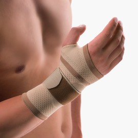Bort 112920 large links haut ManuBasic Handgelenkbandage, rechts oder links tragbar in verschiedenen Farben, links large, beige