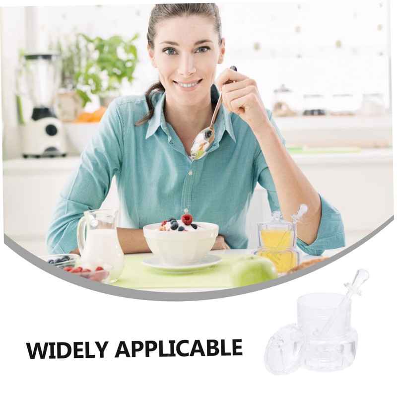 SHOWERORO 1set Acrylic Honey Pot Lid and Dipper Convenient Syrup