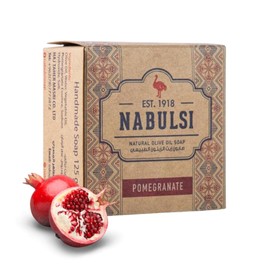 Shammoot Virgin Olive Oil Nabulsi Soap Bar - 1 Pack 4.4 OZ 100% Pure Olive Oil Soap for Face & Body - Traditional Soap with Real Scent - Chemical Free Soap Bar for Men & Women (Pomegranate)