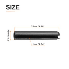 DTGN 5mmx25mm(DxL) Slotted Spring Pins 30pcs for Household Machine Fasteners 65Mn Spring Dowel Tension Roll Pin Black