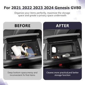 LUWU Center Console Organizer Tray Compatible with 2021 2022 2023 2024 Genesis GV80 Accessories 2024 Genesis GV80 Armrest Console Organizer Armrest Organizer Insert Tray Armrest Glove Box (Black)