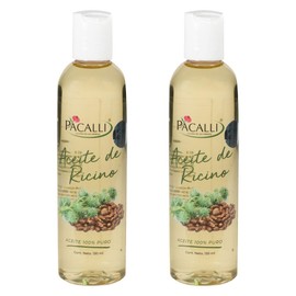 Aceite de Ricino Pacalli 2 Pack Crecimiento Rápido, 100% Puro de Pestañas, Cejas, Cabello y Barba 130 ml por pieza