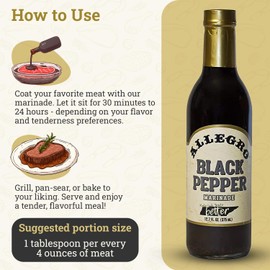 ALLEGRO - The Marinate Everything Marinades | Perfect Marinades for Meat & Veggies | Marinade for Grilling, Roasting & Cooking | Kosher & Gluten Free | 12.7 Oz (Pack of 4) - Black Pepper