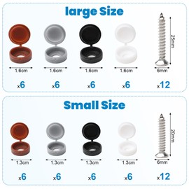 HJJMN 48 Pcs Screws And Caps, Number Plate Fixing Kit, White Plastic Screw Cup And Covers For Car Number Plate, License Plate, Car Registration. For Motorbike, Caravan, Vehicle Registration