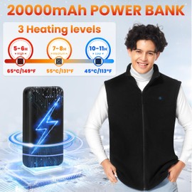 Pordrick Heated Vest for Men and Women With 20000mAh Battery Pack Included, Warm Rechargeable Size S-XXL