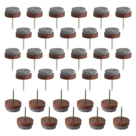 TOVOT 32PCS 20mm Nail-on Felt Glides Small Chair Leg Glides Furniture Felt Sliders Felt Pads for Hardwood Floors (Brown)