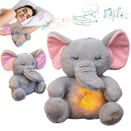 JULI DREAM Anxiety Relief Koala Elephant, Breathing Teddy Anxiety Bear with Calming Music, Lights, Sleeping Otter Plush, Soothing Elephant for Adults & Kids, Stress Relief Stuffed Animal