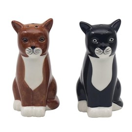 Lesser & Pavey Salt & Pepper Set for All Types of Kitchen | Ceramic Salt & Pepper Shaker Set | Lovely Salt & Pepper Pots | Salt Shaker & Pepper Shaker Suitable for Home (Cat)