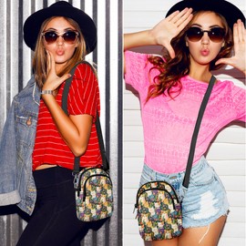 Yrebyou Skull Small Crossbody Bags for Women Casual Cell Phone Purse Waterproof Over Shoulder Handbag with Card Slots and Adjustable Strap