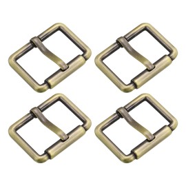 sourcing map 4Pcs Metal Roller Buckles, 10mm (0.4-inch) Glides Slider Movable Bar Strap Adjuster Rectangle Keeper for Bags Leather Crafts (Bronze Tone)