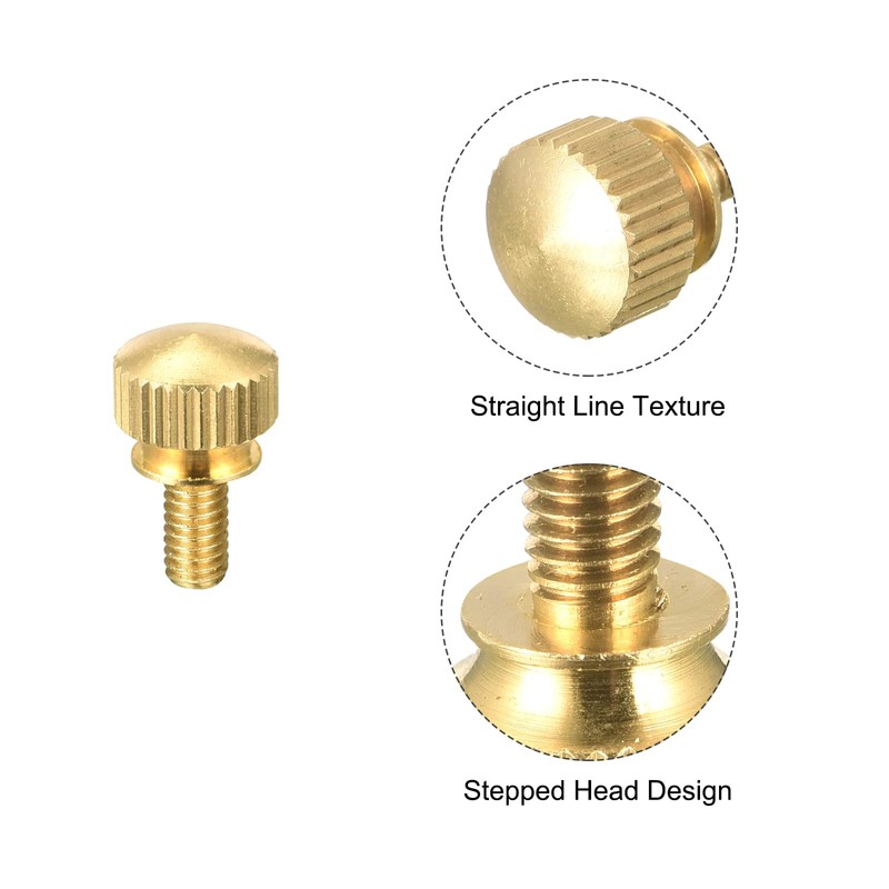 sourcing map Knurled Screws M4 x 8 mm Brass Shoulder